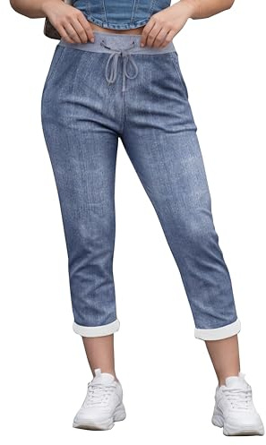 Love My Fashions Womens Multi Floral Check Tartan Print Italian Ribbed Waistband Casual Summer Trousers Jogging Exercise Running Cotton Outwear