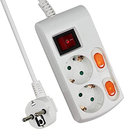 Regleta Base Multiple 2 Tomas con Interruptor Individual 1.5 Metros. (2 Tomas)