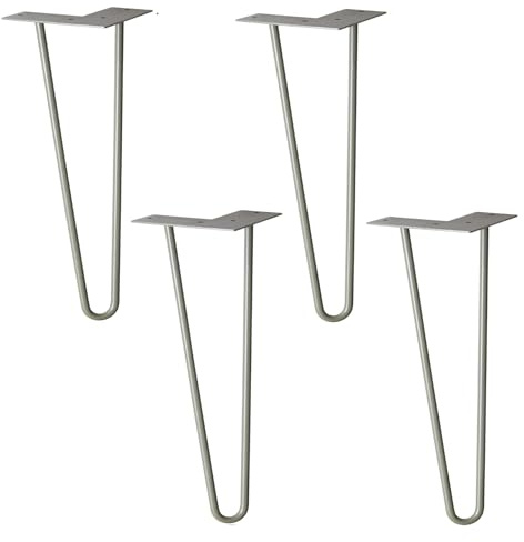 WAGNER Möbelbeine/Tischbeine/Möbelfüße - Hairpin Legs 4er Set - Retro - Stahl pulverbeschichtet Vintage, 12 x 12 x 40 cm, Beine konisch/schräg verlaufend, integrierte Anschraubplatte - 12824704