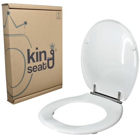 King Seat Sedile WC Ovale - Stabilità Assoluta e Aderenza Perfetta - Antibatterico in Resina Termoindurente, Bianco