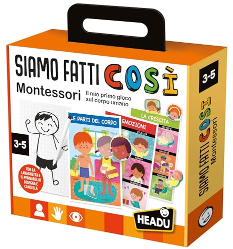 Headu Wir sind so gemacht, Montessori entdecken, wie wir gemacht Werden, It28108 Lernspiel für Kinder von 3 bis 5 Jahren, hergestellt in Italien