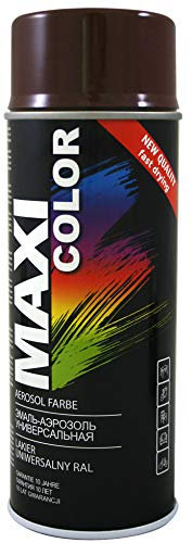 Maxi Color NEW QUALITY Sprühlack Lackspray Glanz 400ml Universelle spray Nitro-zellulose Farbe Sprühlack schnell trocknender Sprühfarbe (RAL 8017 Schokobraun glänzend)