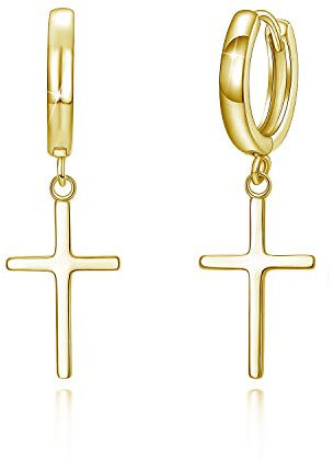Kreuz Creolen 925 Sterling Silber Zierliche Ohrringe für Damen, Herren
