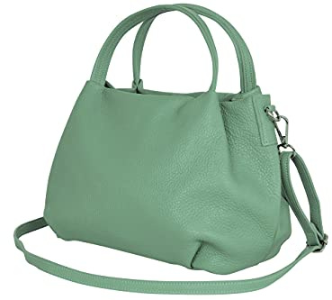 AMBRA Moda Damen handtasche Henkeltasche Schultertasche aus Echtleder GL023 (Avocadogrün)