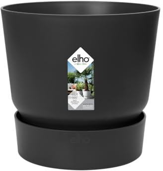 elho Greenville Rund 16 - Blumentopf für Innen und Außen - Selbstbewässerungstopf - 100% recyceltes Plastik - Ø 16.0 x H 15.3 cm - Schwarz/Living Schwarz