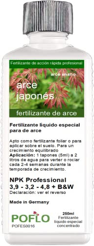 POFLO Fertilizante para arce, arce japonés, fertilizante líquido para arce rayado, fertilizante completo de ALTA TECNOLOGÍA NPK para arce palmeado (250ml)