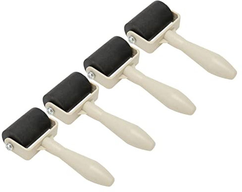4 Stück Gummiwalze, Diamant Malerei Rolle Linolwalze Gummirolle für Linoldruck & Druckgrafik,Farbpinsel Brayer Walzenwalze für Malerei, Druck oder Prägung,20x10x3cm