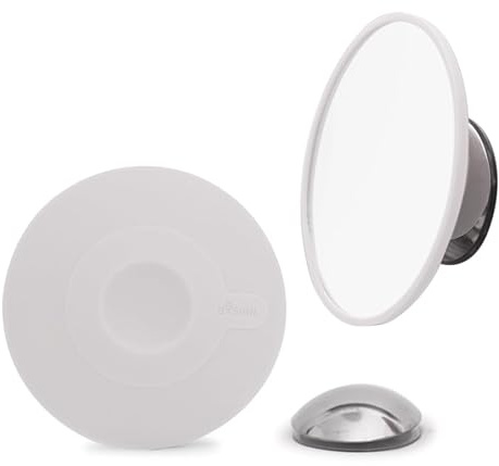 bosign. Abnehmbar Kosmetik Spiegel Airmirror 20 Fach Vergrößerung. Schwenkbar. Weiß (11,2 cm). Verdeckte Saugnapfbefestigung. Magnetverschluss.