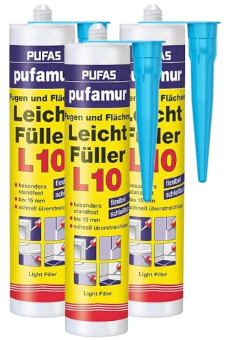 3x PUFAS Pufamur Fugen- und Flächen-Leichtfüller L10 310ml inkl kör4u Tülle