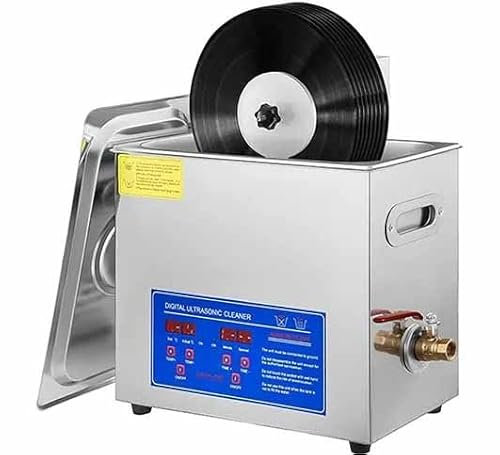 PixCy Ultraschallreiniger für Schallplatten, professioneller Ultraschallreiniger, 6 l, Ultraschallgerät, Edelstahl-Tablett, Heizung, Knopfsteuerung, Tiefenreinigung, Schmuck, Prothese,220V