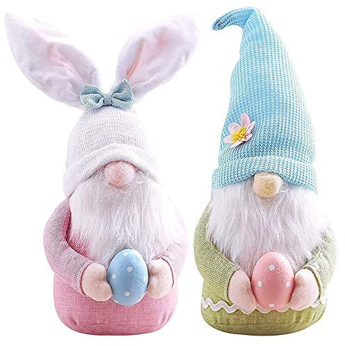 Oaxvou Gnomo de Conejo de Pascua, 2 Piezas, gnomos Gonks, Conejito de Mano, Huevos de Pascua, Adornos para el hogar, Decoraciones de muñecas sin Rostro，Regalos de Pascua para niños