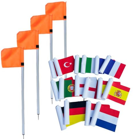 Jamso Design - Soccer Pitch Eckfahnen + Länderflaggen-Set - Spielarena im eigenen Garten