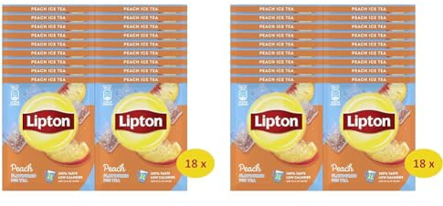 Lipton | Eistee Pulver Pfirsich | Sommerliche Eisteevariante | in Pulverform zum Selbstzubereiten | 18x Sachets (Packung mit 2)