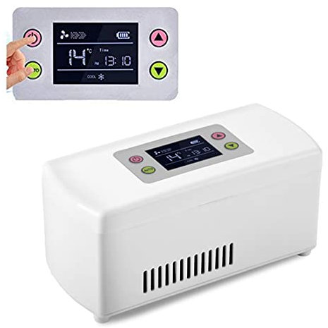ABBNIA Refroidisseur d'insuline Portable, boîte réfrigérée à Affichage LED, réfrigérateur à médicaments 2-8 °C pour Voyage, Voiture, médicaments, réfrigérateur-A
