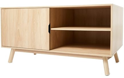 DK HOME Mueble para TV Flip 100 x 40 x H 50 cm en Madera con Estantes y una Puerta para Almacenamiento en Salón y Comedor.