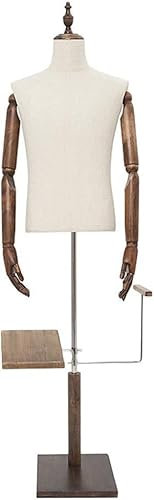 LIUSP Männliche Schaufensterpuppe, Torso, Körperbüste, Modellpuppe mit flexiblen Armen, für Schuhe, Hosen, Schneiderpuppe, Kleidungsdisplay, Beige