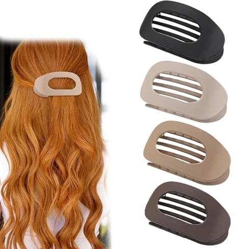 Mezrkuwr 4 Stück Haarspangen, flache Haarkrallen, Haarkrallen clips mit sicherem Halt und inneren Zähnen, seitliche Haarklammern mit starkem Halt für dickes und dünnes Haar