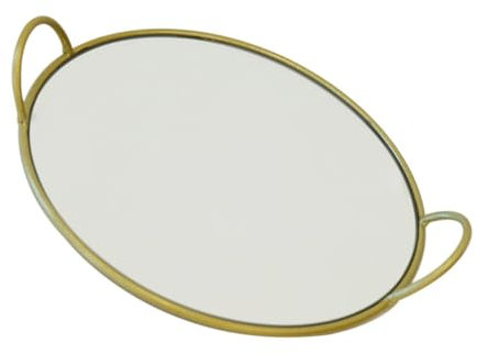 KICHOUSE 1stk Tablett Teller Haushaltsgeschirr Schmuck Tabletts Retro-spiegelablage Ablagefach Für Lebensmittel Schreibtischaufsatz Pizza-backblech Schreibtischablagen Schmiedeeisen Golden