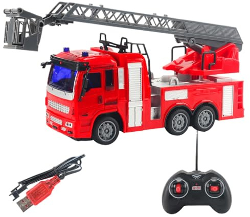 Modèle de camion de pompier pour enfants, jouet de voiture de camion de pompier avec télécommande, jouets de camion de construction avec effets de marche