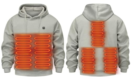 GOZYLA Herren Damen Beheizbarer Hoodie: Heated Beheizter Kapuzenpullover Heizung 5 Heizzonen 3 Temperaturregelung Plüsch Sweatshirt Kleidung (DE/NL/SE/PL, Alphanumerisch, XL, Regular, Regular, Grau)