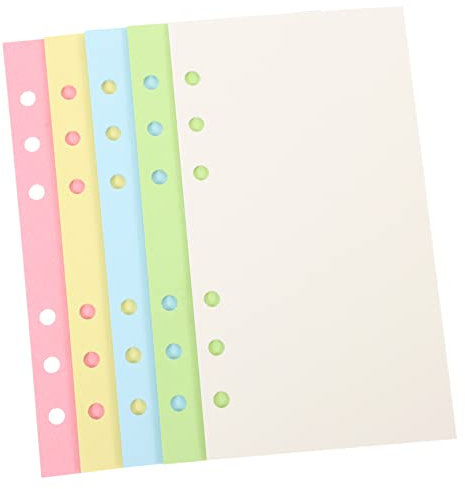 NAMOARLY A6 Nachfüllpapier 100 Blatt Farbiges Blanko Lose Blatt Papier 6-loch Ringbuch Ersatz für Planer Reisetagebuch Office
