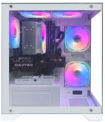 suevery Gaming PC Ryzen 7 5700X (8 Kerne 16 Threads, bis 4,6 GHz) Desktop Computer Tower RTX 4060 8GB | 32GB RAM | 1TB NVMe SSD | WLAN | Win 11 | Prebuilt Gamer PC (Weiß)