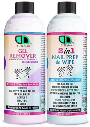 Preparazione e pulizia delle unghie + solvente per rimuovere residui di smalto gel, (250 ml x 3), preparazione unghie gel, UV LED, base per manicure, multiuso, per disinfettare la lamina ungueale e