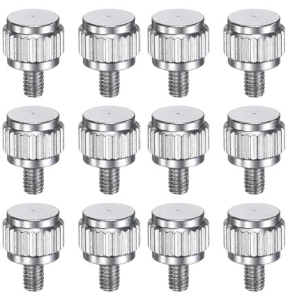 QUARKZMAN 12 viti per pollice zigrinate, M2,5 x 4 mm, in acciaio inox, viti di sicurezza con testa piatta rotonda per accessori per strumenti di misurazione scorrevoli, colore argento