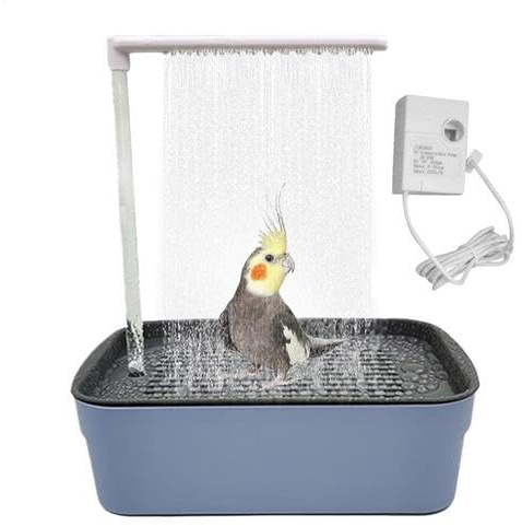 Mingchengheng Vogel Badehaus Badewanne, Wellensittich Badewanne, Automatische Vogelbrunnen, Multifunktionaler Vogeldusche Mit Mehreren Wasserhähnen, Papageien Badebox,Grau