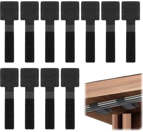 80 Pcs Self Adhesive Cable Tidy Clips Straps, Hook and Loop Cable Straps Reusable Wire Organizers for Cords Home and Office Black