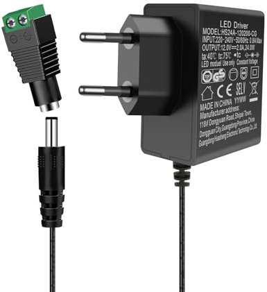 Alimentatore 12V 2A, adattatore di alimentazione AC con ingresso 200-240V, alimentatore da 24W 12V per striscia LED, trasformatore, telecamera IP, disco rigido esterno