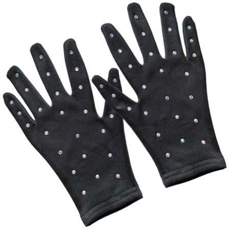BELLIFFY Eiskunstlaufhandschuhe aus Atmungsaktivem Polyurethan Schwarze mit Handprotektor für Mädchen Eislauf Performance und Tanzauftritte
