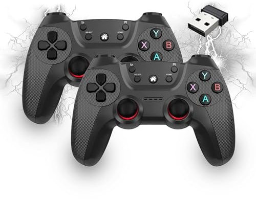 XIXIMENG Manette de jeu sans Fil USB pour Multijoueur,Double Shock contrôleur sans fil,2.4G avec récepteur Gamepad Joystick pour Linux/PC/Android/Windows/TV,Plug & Play Manettes à effet Hall (Gris)