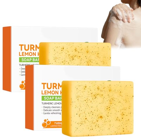 Turmeric Lemon Cleansing Soap, sapone per le mani alla curcuma, al limone, set da 2 pezzi, naturale pulizia profonda, delicato sulla pelle