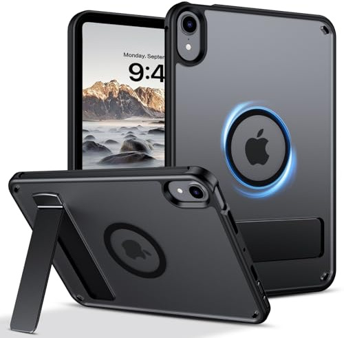 GUAGUA für iPad Mini 7 Hülle (A17 Pro) 2024, iPad Mini 6 Hülle (6th Generation) 2021 [Kompatibel mit MagSafe] mit Ständer Magnetische Matte Durchscheinende Rückseite Stoßfest Dünn Case (8,3'') Schwarz