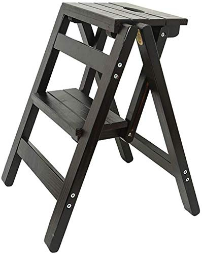 Scaletta e Sgabello Legno, Sgabello Pieghevole a 2 gradini, Sgabello con Scala, Sedia per la casa, Scala a pioli allargata, Alta, per la casa