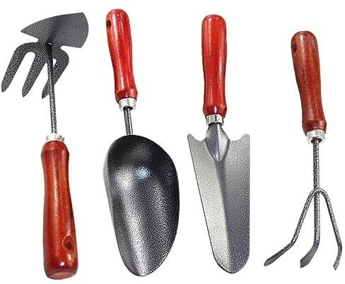 Milisten Doutils de Jardinage Miniatures avec Bêche Griffe et Houe Ergonomiques pour Plantation Désherbage et Entretien Extérieur