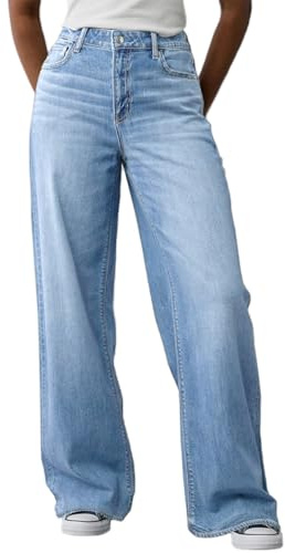 Mars power Women's Wide Leg Jeans High Waisted Baggy Straight Leg Loose Stretchy Casual Denim Pants (Light Blue, XL)
