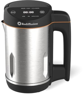 Rediffusion 3-in-1 Soup Maker, Smoothie Blender & Jam Maker, 1.6L, Easy Read Angled Digital Display, Auto-Stir & Overspill Sensor, Makes 4-6 Portions of Soup, Easy Clean, 1000W, Black - REDSM003B