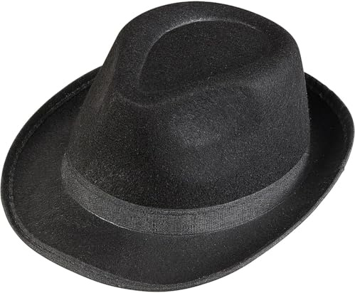 TrendandStylez Mafia Hut für Herren & Damen – eleganter 20er-Jahre Gangsterhut in Schwarz & Weiß mit Kontrastband – Filzhut für Karneval, Gatsby, Party, Kostüm Accessoire Vintage