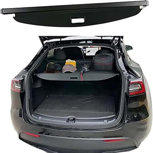 GuanLL Auto Einziehbarer Kofferraumabdeckung für Tesla Model Y 2020-2023 Auto Einziehbare Hintere Hutablage Trennwand Vorhang Ausziehbar Rollo