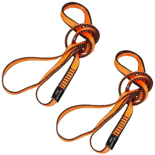 LETTO & TAILOR Kletterschlinge 23KN | Bandschlinge Klettern 19mm | CE Zertifiziert | Nylon Bandschlinge für Yoga, Standplatzbau, Rettung (2, Orange, 60 cm / 24 Zoll)