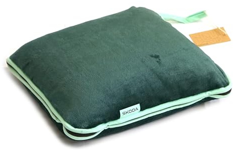 Skoda 6U0084509A Reisekissen 2-in-1 Reisedecke Kissen Fleecedecke Kopfkissen, grün