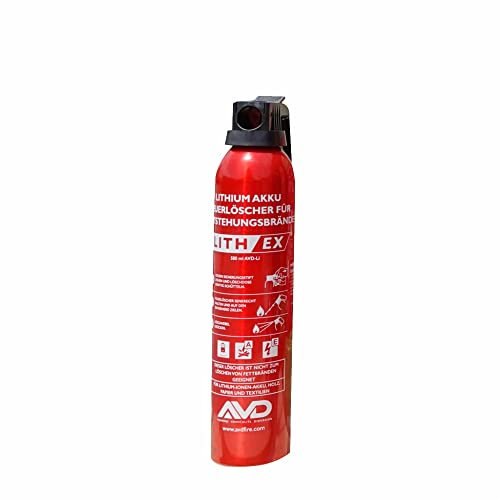 MedX5 1x AVD Feuerlöscher/Löschdose mit 500 ml für Lithium-Ionen-Brände und Metallbrände, Feuerlöschspray (E-Zigarette, Handy), LithEX Speziallöscher für Elektro-Entstehungsbrände