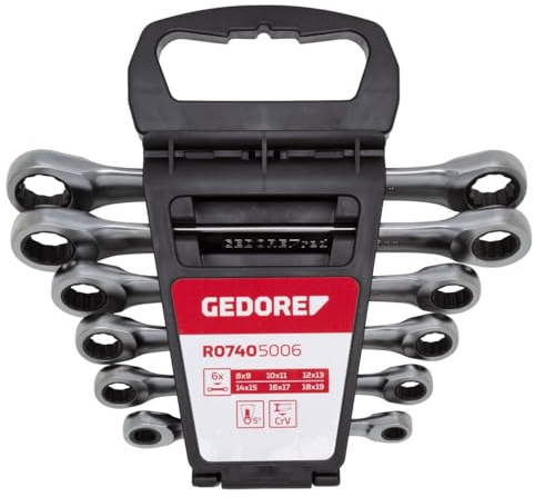 GEDORE red Doppelringratschenschlüssel-Satz gerade Form, metrisch, 6-teilig