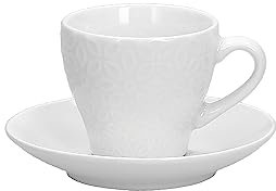 Tognana Margaret, Set 6 Tazzine Caffè con piatto cc 100, Porcellana, Bianco