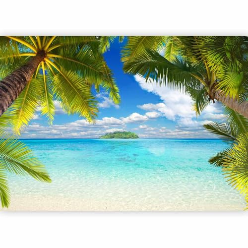 murando Photo Wallpaper Beach 343x256 cm / 135x97, Peel and Stick | Self-Adhesive Foil Print Wall Mural Decoration Picture Design Modern, Nature Sea Tropical Ocean Palms
