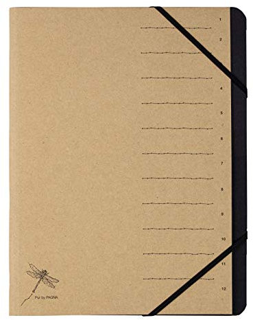 Pagna Ordnungsmappe Pur, 12 Fächer, schwarzes Eckspanngummi, Recyclingkarton mit dezentem Druck