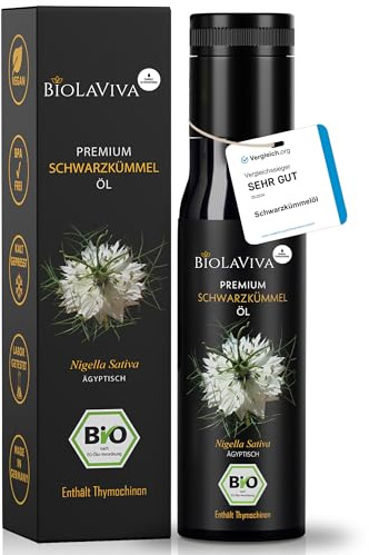 Premium BIO Schwarzkümmelöl – kaltgepresst & ungefiltert – hoher Thymochinongehalt - 100% Nigella sativa aus Ägypten – laborgeprüft & lichtgeschützt im Miron Violettglas (1x100 ml)