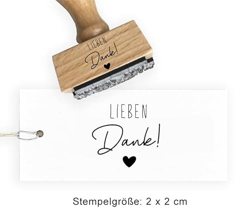 STEMPEL Lieben Dank! mit Herz | Stempel Hochzeit | Holzstempel Danke | Textstempel Familie Freunde